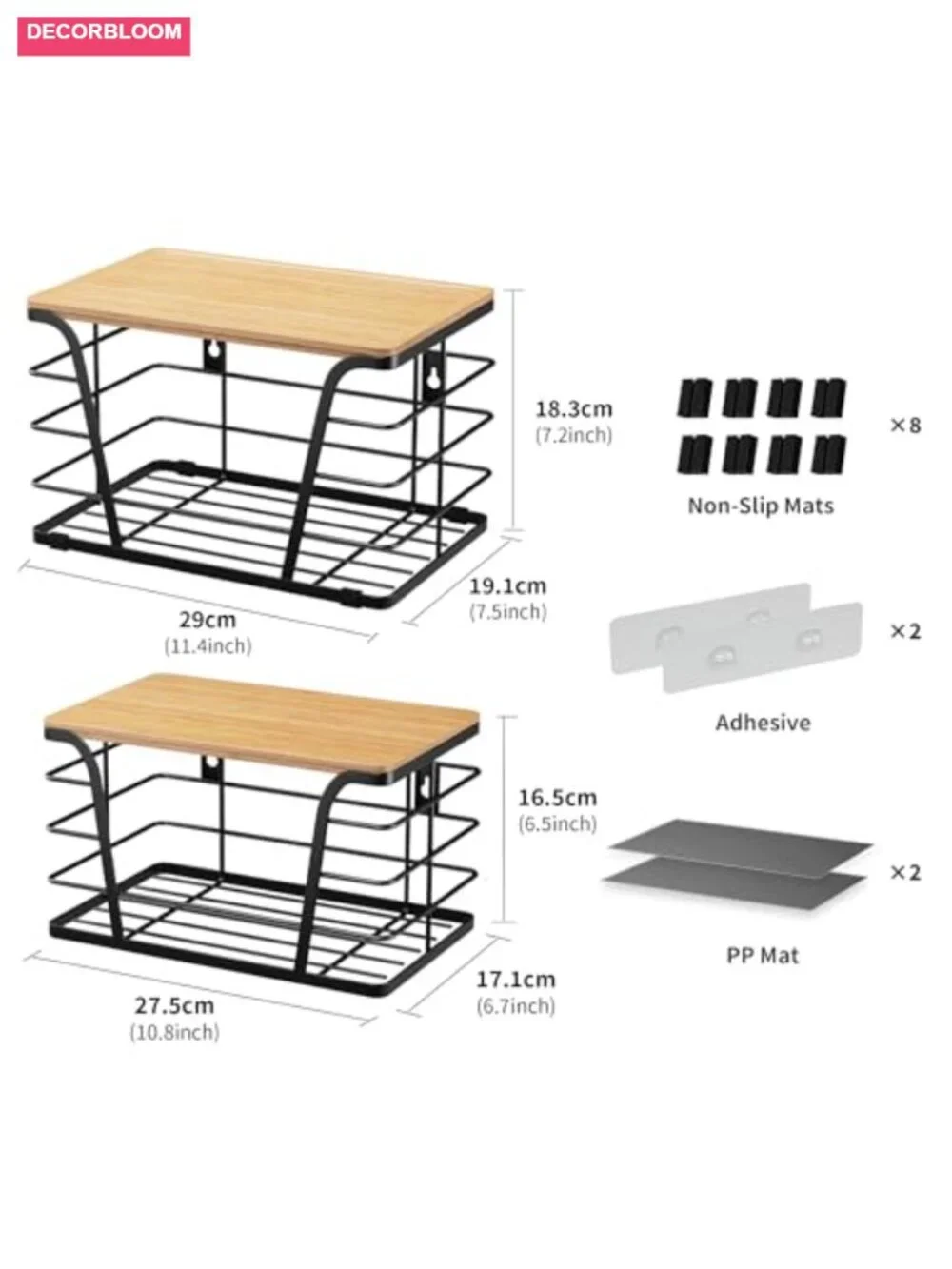 2 Pack Stackable Potato Onion Storage Bins Bamboo Top Kitchen Pantry Organizer